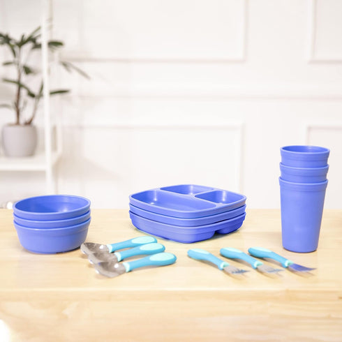 ECR4Kids My First Meal Pal Combo Set, Children's Tableware, Blue, 15-Piece...