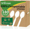100% Compostable Spoons 180 Count Disposable Spoons Utensils Set Heavy Duty Spoons Silverware Eco Friendly Flatware for Party Camping Picnics Wedd...