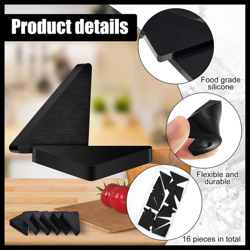 Set of 16 Cutting Board Feet, Non Slip Silicone Pads Black Non Adhesive, Glue Free...