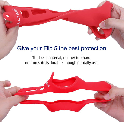 LTGEM Silicone Carrying Travel Case for JBL FLIP 5 Waterproof Portable Speaker with Extra Carabiner - Red...