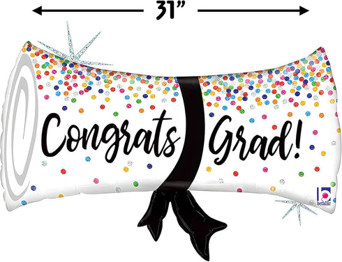 Products Congrats Grad Confetti 31" Diploma Foil Balloon...
