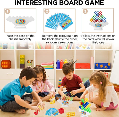 Stacking Game Balance Stacking Blocks Game, Board Games for 2 Players+ Family Games, Parties, Travel, Kids & Adults Team Building Blocks Toy (48PC...