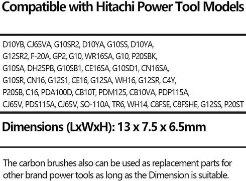 20 Pcs Motor Carbon Brush 6.5x7.5x13mm Angle Grinder/Electric Hammer Cutting Machine/Polisher/Hand Drill Carbon Brushes For Replacement Generic El...