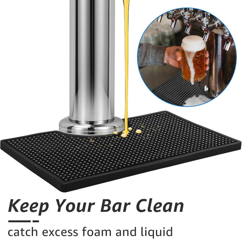 MRbrew Beer Drip Tray, Non-Slip PVC Kegerator Surface Mount Drip Tray Mat, Beverage Bar Drip Tray with Draft Beer Tower Flange Cutout...