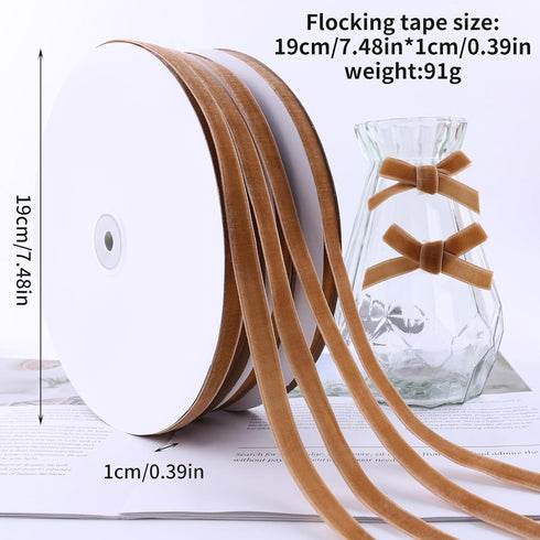 Velvet Ribbon 3/8 inch x 25 Yards - Satin Ribbon for Gift Wrapping, Wedding Party Supplies, DIY Craft, Hair Bow Making, Decoration (Khaki)...