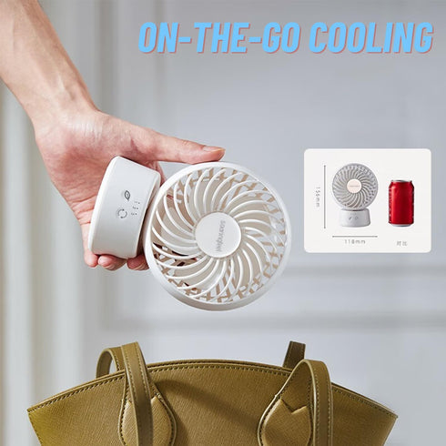 Portable Oscillating Desk Fan Handheld Table Fan Small Mini Fans Rechargeable 3.5 Inches Portable Mini Table Top Fans for Office Desk Indoor/Outdo...