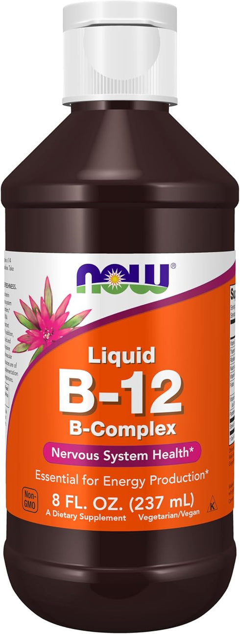 NOW Supplements, Vitamin B-12 Complex Liquid, Energy Production*, Nervous System Health*, 8-Ounce...