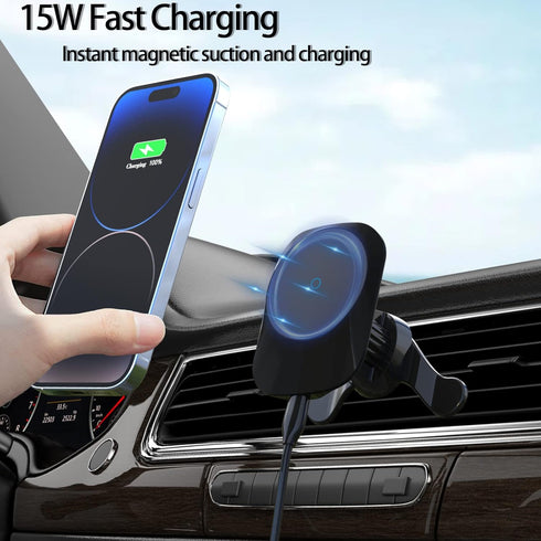 Magnetic Wireless Car Charger Compatible for MagSafe Car Mount,15W Fast Charging 360° Adjustment Air Vent Holder Stand for iPhone 14 Series?iPhone...