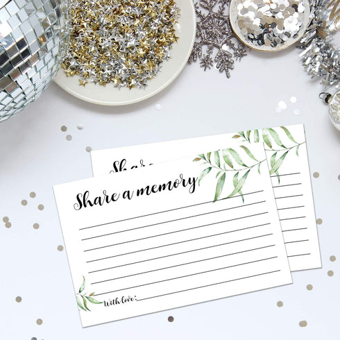 Giftideaworkshop 50 Greenery Share A Memory Cards for Celebration of Life Birthday Anniversary Memorial Funeral Graduation Bridal Shower Game, Gue...