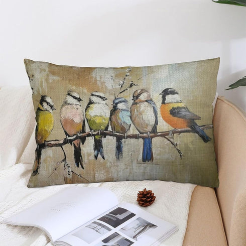 ITFRO Set of 2 Hand-Painted Oil Painting Rustic Forest Wildlife Birds Tree Branches Waist Lumbar Cotton Linen Throw Pillow Case Cushion Cover Long...