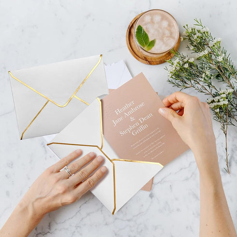 50 PCS Invitation Envelopes, 5x7 Envelopes for Invitations White Envelopes for 5x7 Cards A7 Luxury Envelopes Mailing Envelopes for Wedding, Gradua...