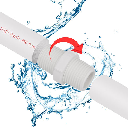 20Pack 1/2 Inch PVC Nipple Male Thread Coupling Adapter Connector (Male x Male) 1/2" PVC NPT Male Thread Coupling Pipe Fitting for Thread plumbing...