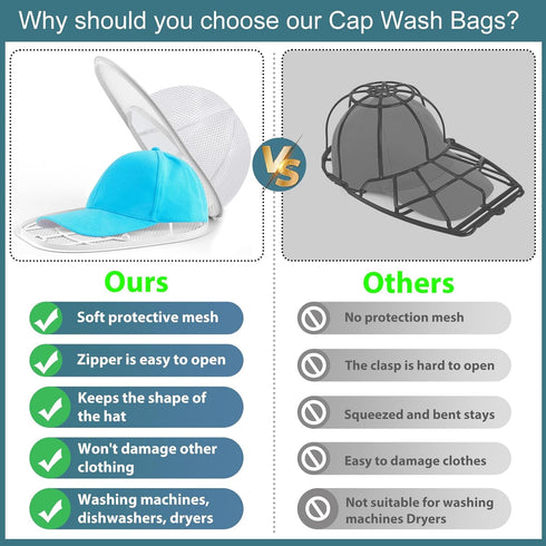 Hat Washer for Washing Machine,Hat Cleaner for Baseball Caps with Frame Cage and Mesh (1Pack white with mesh)...