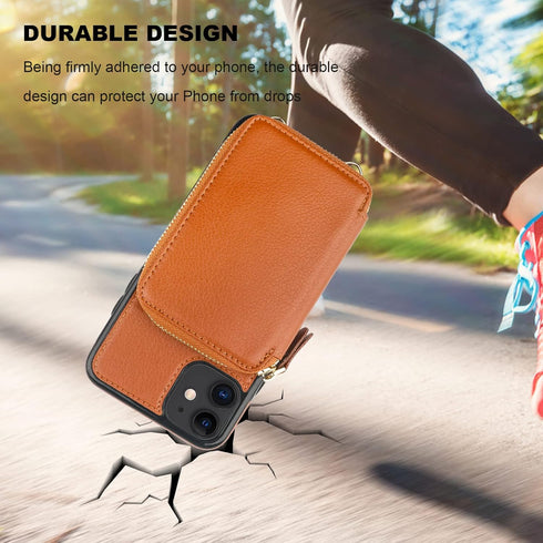 Bocasal RFID Blocking Wallet Case for iPhone 11, Adjustable Crossbody Zipper Purse Case Card Holder with Kickstand Detachable Wrist Strap, PU Leat...