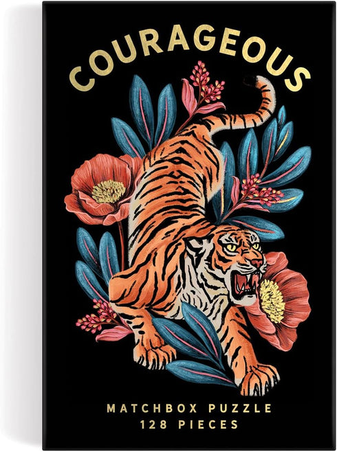 Galison Courageous 128 Piece Matchbox Puzzle - 128 Piece Jigsaw Puzzle highlighting The Bold Artwork of Raxenne Manniquiz, Giftable Foil Stamped M...