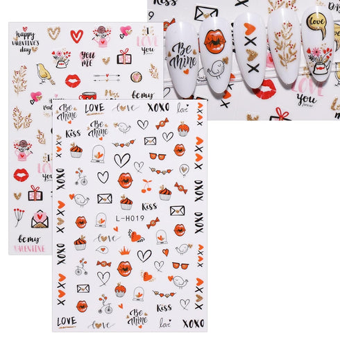 JMEOWIO 10 Sheets Valentines Day Heart Nail Art Stickers Decals Self-Adhesive Pegatinas Uñas Cute Cat Nail Supplies Nail Art Design Decoration Acc...