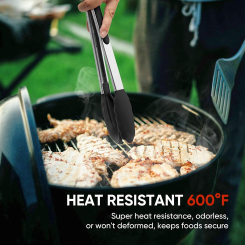 600? Heat Resistant Kitchen Tongs for Cooking with Silicone Tips,Maywe Tanso 12-Inch Stainless Steel Locking Cooking Tongs Food Tongs for BBQ,Cook...