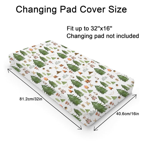 Woodland Animals Camping Changing Pad Covers Giraffe Hedgehog Forest Mountain Diaper Changing Table Sheets for Boy Girl Wildlife Soft Breathable S...