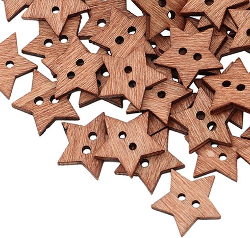 300Pcs 18mm 2 Holes DIY Star Shape Wooden Button Scrapbook Craft Sewing Decorations Buttons(0.7inch,Wood)...