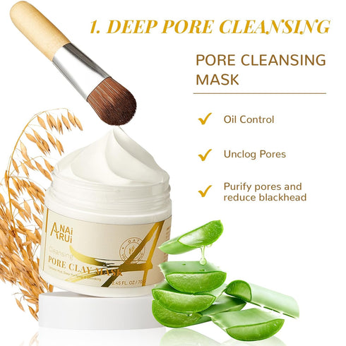 ANAI RUI 2 in 1 Pore SkinCare Set, Pore Clay Mask+Pore Minimizing Serum+BlackHead Remover Mask for Face,Minimizing, Shrinking, Tightening Pores, P...