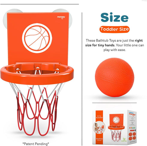 Bath Toys - Bathtub Basketball Hoop for Kids, Toddlers - Mold Free Bath Toys with 3 Strong Suction Cups and 4 Soft and No Hole Balls - Fun Toddler...