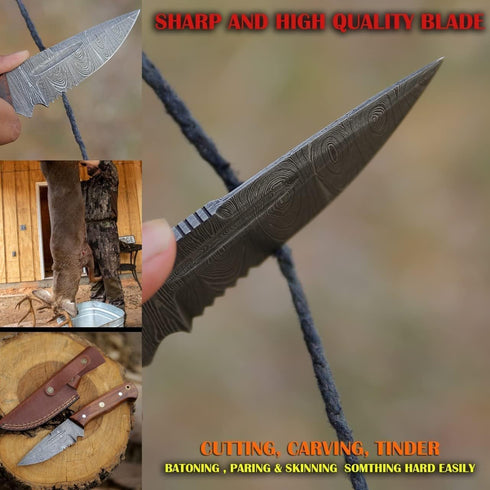 Damascus Custom Handmade Hunting Knife Survival Knife - Ideal for Skinning, Camping, Outdoor - EDC Fixed Blade Bush craft Knife with Walnut Wood &...