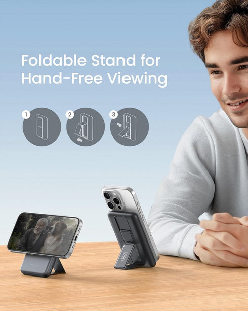 INIU for MagSafe Portable Charger, Ultra Slim 6000mAh 20W Magnetic Power Bank with Foldable Stand, USB-C in&Out Wireless Battery Pack, for iPhone ...