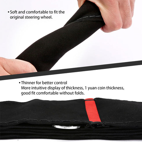 1 PC Car Steering Wheel Cover, 14.9" Suede Nubuck Leather Non-Slip Breathable Hand-Stitched Steering Wheel Protector, Comfortable Grip for All Sea...