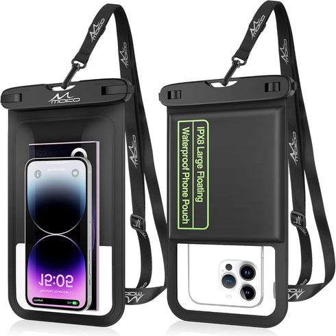 MoKo Floating Waterproof Phone Pouch - 9.5" Large Clear Phone Water Protector Pouch Dry Bag Case with Lanyard, Compatible for iPhone 14 13 12 Pro ...