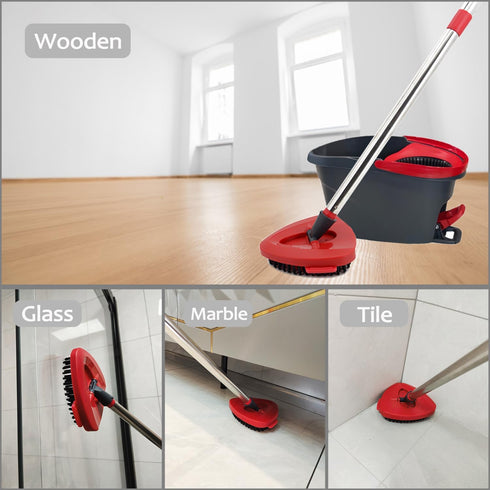 Scrub Brush with Mop Base Floor Brush Head Compatible with Spin Mop 1 Tank System Deck Brush Floor Scrubber Brush Stiff Bristle Brush Cleaning Bru...