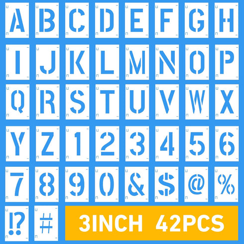 UCEC 3 Inch Letter Stencils Symbol Number Stencil, 42PCS Reusable Alphabet Letter Stencils Interlocking Stencil Kit, Plastic Art Craft Stencils Le...