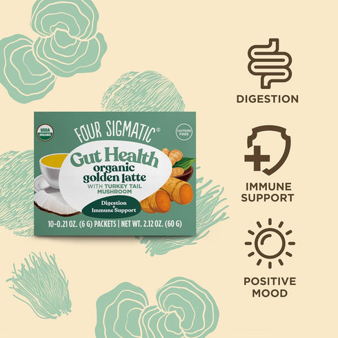 Golden Latte by Four Sigmatic | Organic Instant Golden Latte with Turkey Tail, Turmeric & Coconut Milk Powder | Supports Healthy Skin & Stress | D...