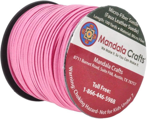 Mandala Crafts Faux Suede Cords Pink Leather Cords for Jewelry Making - 2.65mm Leather Laces Leather Strips Flat Vegan Leather Strings for Dream C...