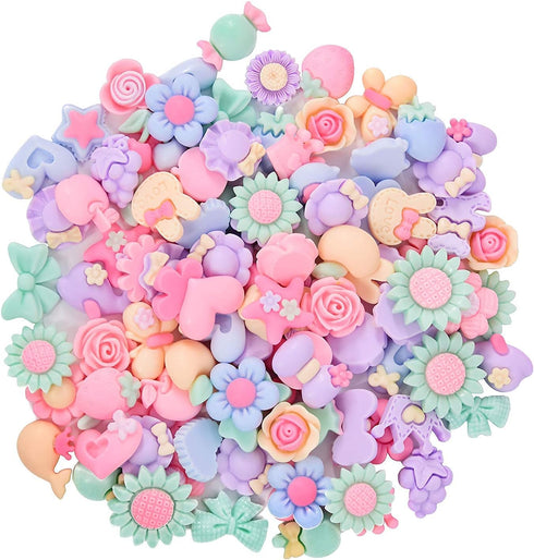 Onwon 100 Pieces 3D Candy Color Resin Flower Bow Fruit Animal Flatback Button for DIY Hair Clip Headband Scrapbooking Embelishments...