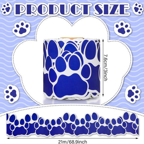 68.9 Feet Paw Print Border Bulletin Board Border Flower Beach Sun Eucalyptus Paw Flag Hat Balloon Sailboat for Classroom Boards Wall Decor...