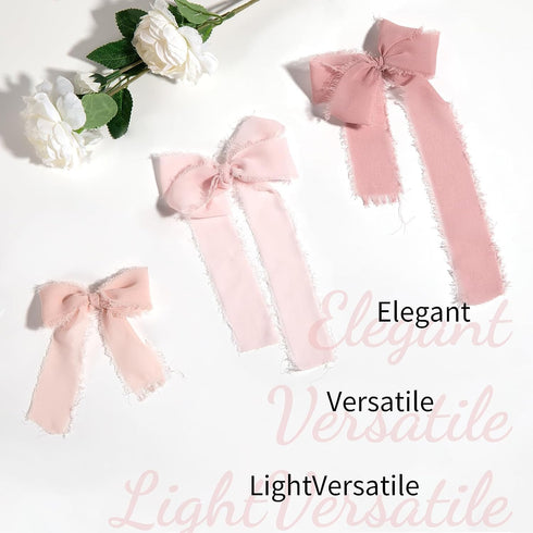 HTVRONT Chiffon Silk Ribbon 1.5" x 7Yd Soft Handmade Fringe Frayed Edged Baby Shower Bridal Bouquets Wedding Invitation Decor (Cream & Pink)...