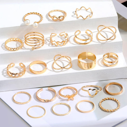 22 Pcs Gold Knuckle Rings Set for Women Gold Plated Ring Sets Dainty Simple Gold Rings Non Tarnish Stackable Rings Adjustable Rings Set Jewelry...