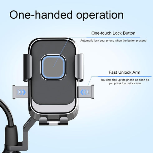 Bike Phone Mount, One Hand Operation and 360° Rotatable Phone Holder for Motorcycle and ATV Scooter, Compatible with iPhone, Samsung 4" - 6.9", (R...