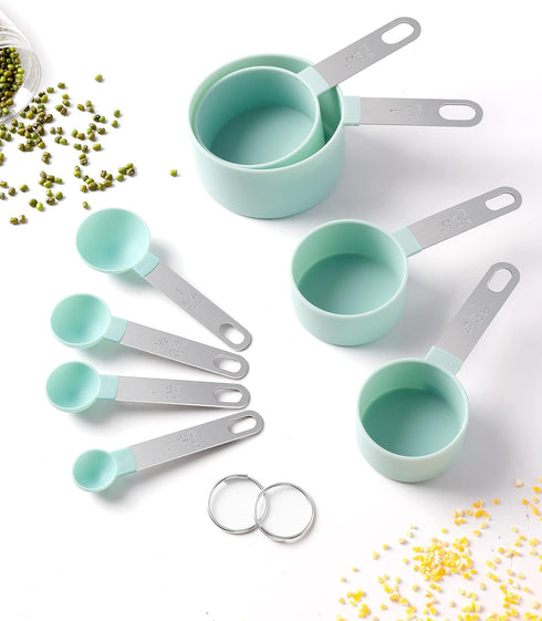 Measuring Cups and Spoons Set of 8 Pieces, nesting measuring cups for Measuring Dry or Liquid Ingredients, Stainless Steel Handle, Kitchen Gadgets...