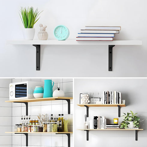 Metal Shelf Brackets, 4 x 4 Inch Heavy Duty L Hanging Angle Brackets, Iron Wall Bracket for Countertop Support, Corner Brace Joint, Black, 4 PCS...