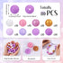 Beadthoven 80pcs 15mm Purple Silicone Beads 8 Colors Silicone Beads for Keychain Making DIY Necklace Bracelet Beads Set Bulk Round Ball Round Rubb...