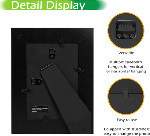 FrameWorks - 2-Pack - 4” x 6” Black Wooden Picture Frames with Luxury Wide Molded Edges and Tempered Glass...