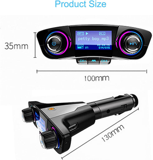 Bluetooth FM Transmitter Handfrees-Calling Radio Adapter Car Kit with Dual USB Port MP3 Player Support TF Card USB Flash Drive...