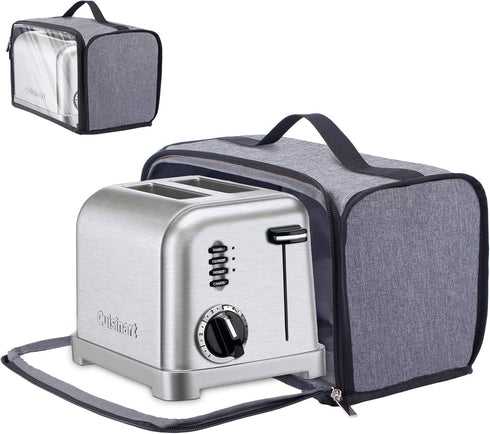 Toaster Cover with Base for 2 Slice Wide Slot, Dust Covers Compatible with Cuisinart 2 Slices, Toaster Bags with Zipper Closure (Cover Only)...