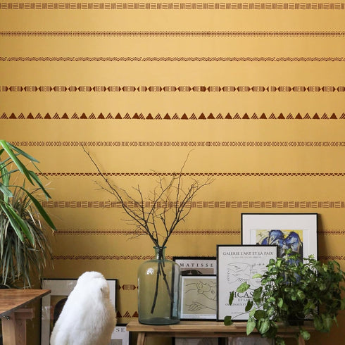 FINGERINSPIRE Mudcloth Elements Pattern Stencil 8.3x11.7inch Tribal Borders Drawing Template African Boho Floral Frame Stencils for Painting on Wo...