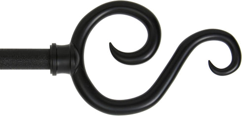 Kenney KN65275 Large Plastic Scroll End Standard Decorative Window Curtain Rod, 86-120" Adjustable Length, Black Finish, 5/8" Diameter Steel Tube...