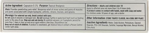 for Pain Relief 2 OZ Capsaicin .1%...