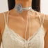 Flower Choker Necklace for Women Gothic Floral Lace-up Necklace Rose Collar Long Tie Velvet Necklace for Bridal Wedding Summer Party...