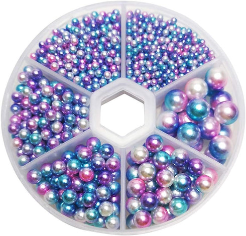 Chenkou Craft 1550PCS 1 Box Plastic Round Imitation Pearls Bead No Hole Loose Beads Gem (Dark Mix, Mix)...
