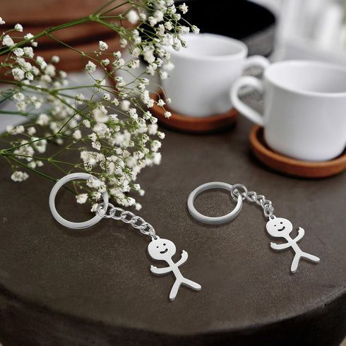 Junkin 3 Pcs Stainless Steel Funny Doodle Keychain 2024 Graduation Keychain Gifts Friendship Jewelry Women Men(Silver)...